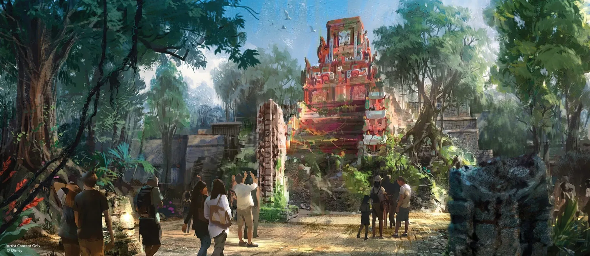 Indiana Jones attraction concept art for Tropical Americas at Disney Animal Kingdom
