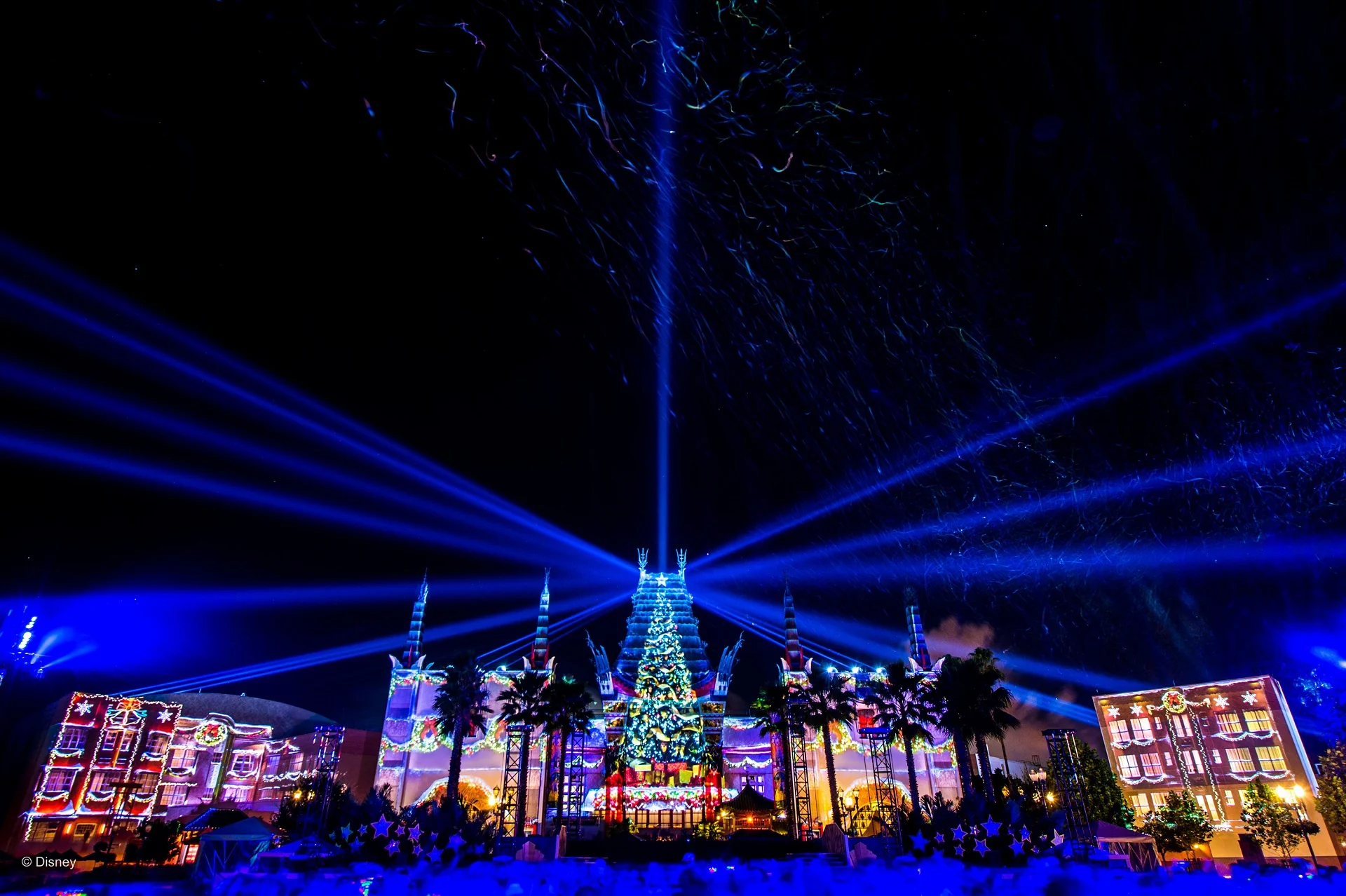 Jingle Bell Jingle BAM fireworks and projections at the Chinese Theater