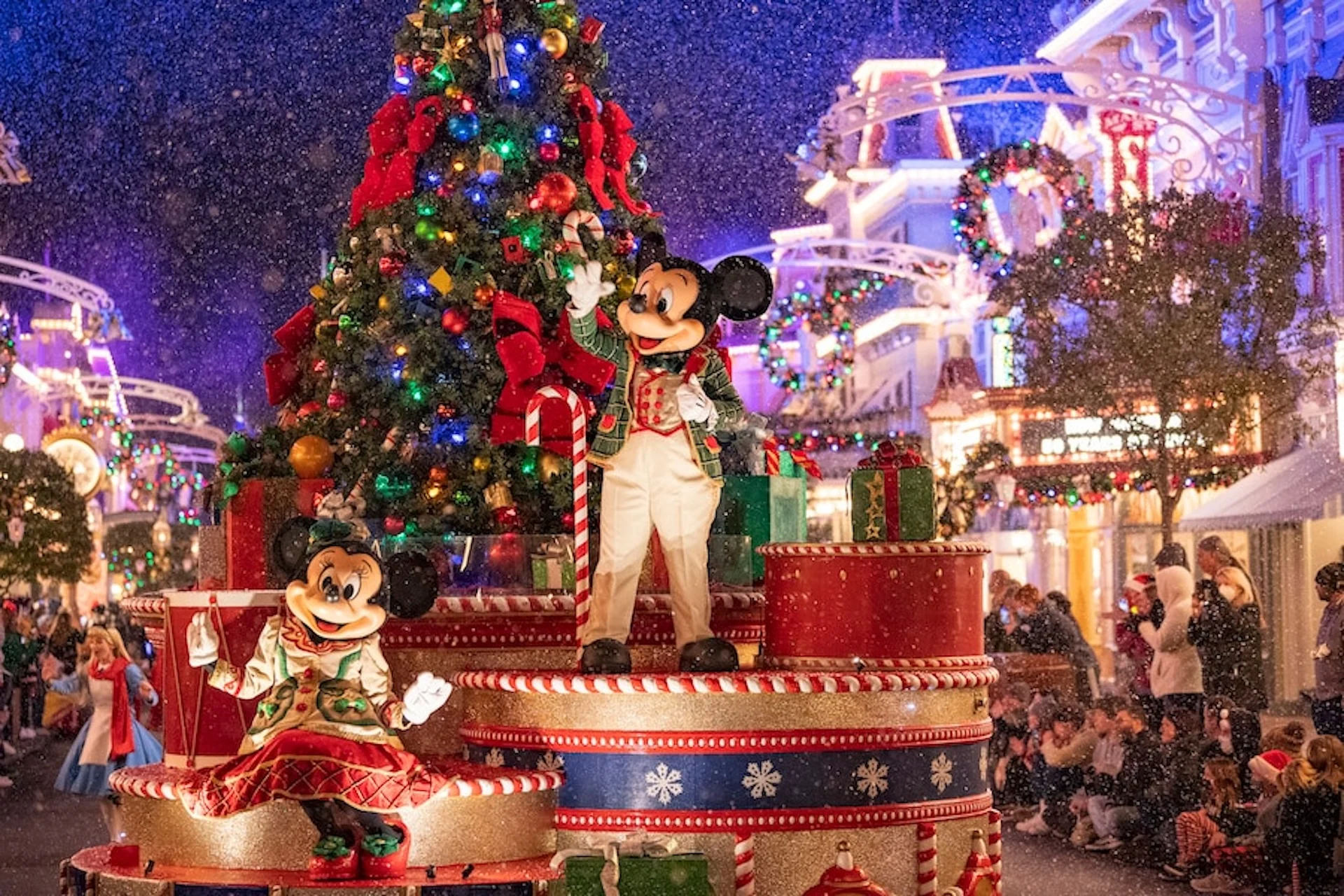 Mickey and Minnie Mouse in Mickey's Once Upon a Christmastime Parade