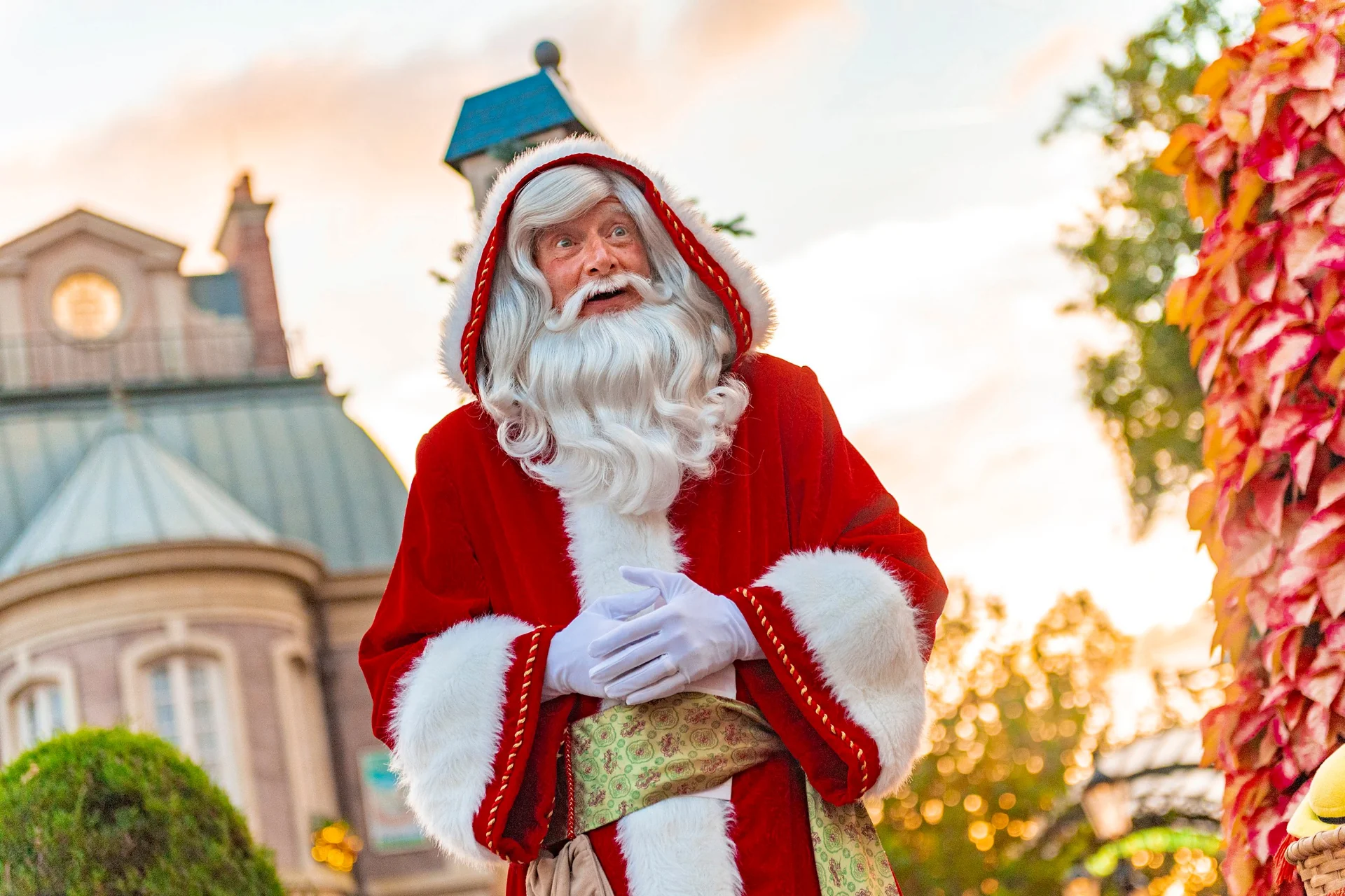Santa Claus greeting guests during EPCOT Festival of the Holidays