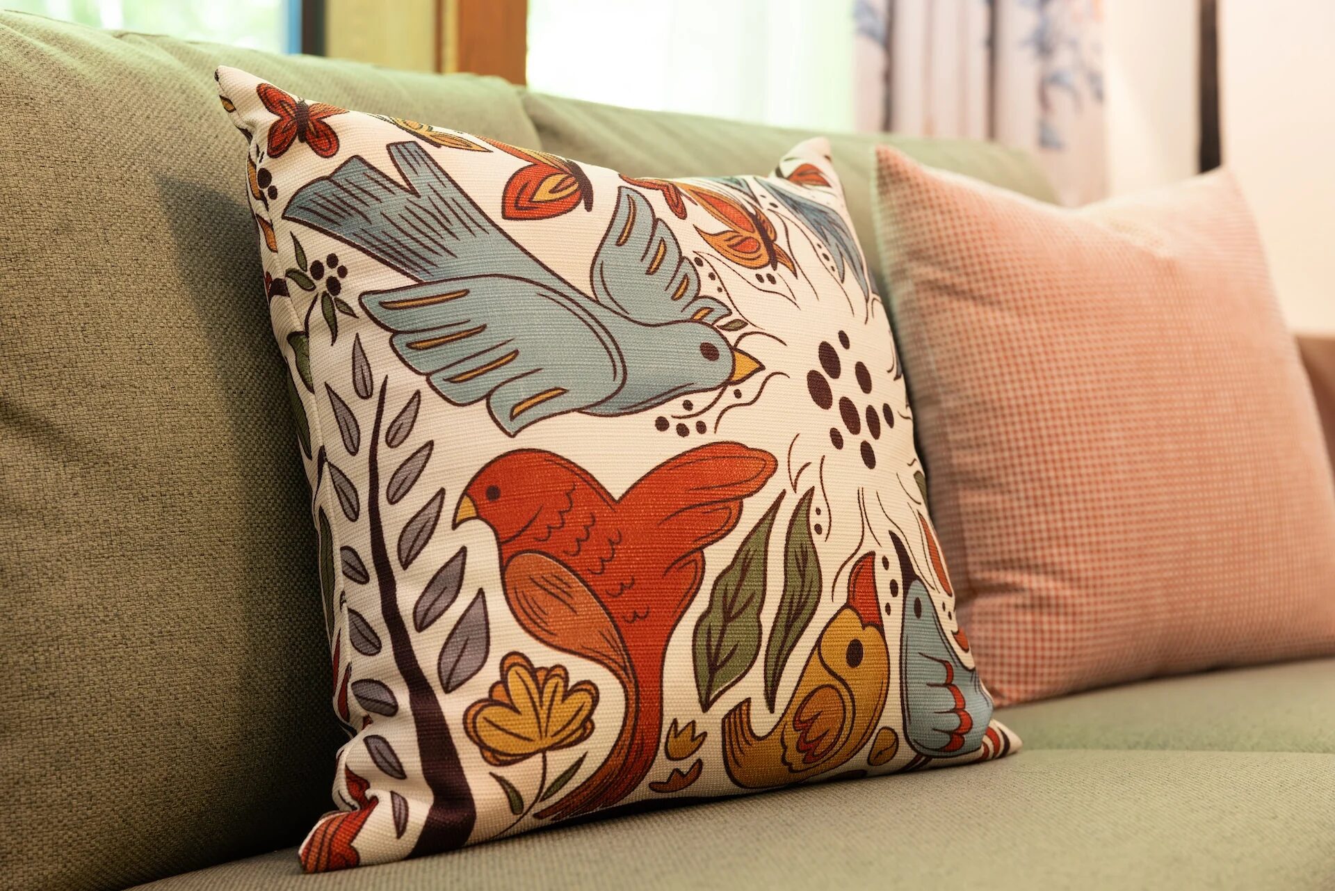 Fox themed pillow detail inside a reimagined Treehouse Villa