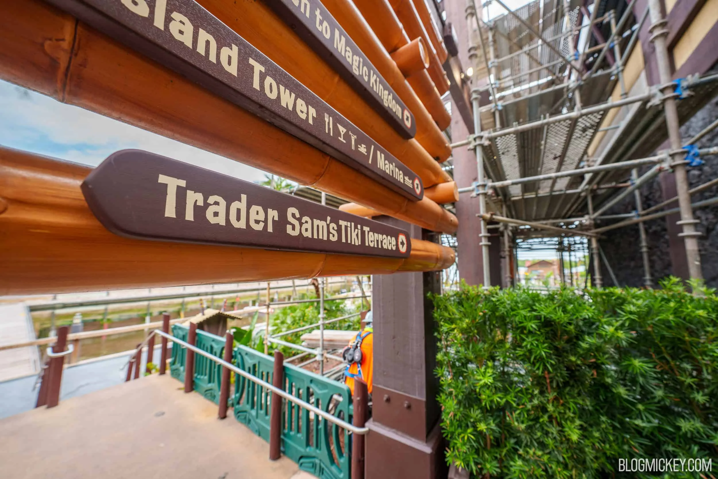 Refurbishment work around Trader Sam's Tiki Terrace at Disney's Polynesian Village Resort