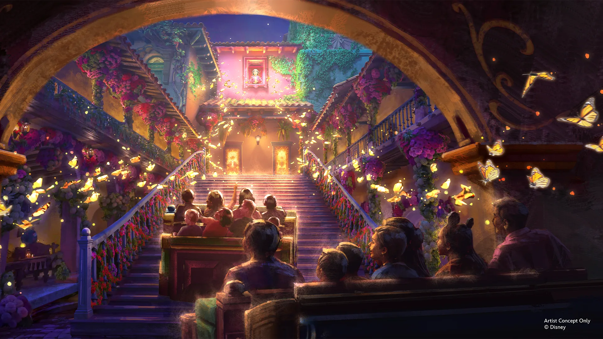Concept art showing the Casita stairway for Antonio’s Fiesta de Encanto at Animal Kingdom