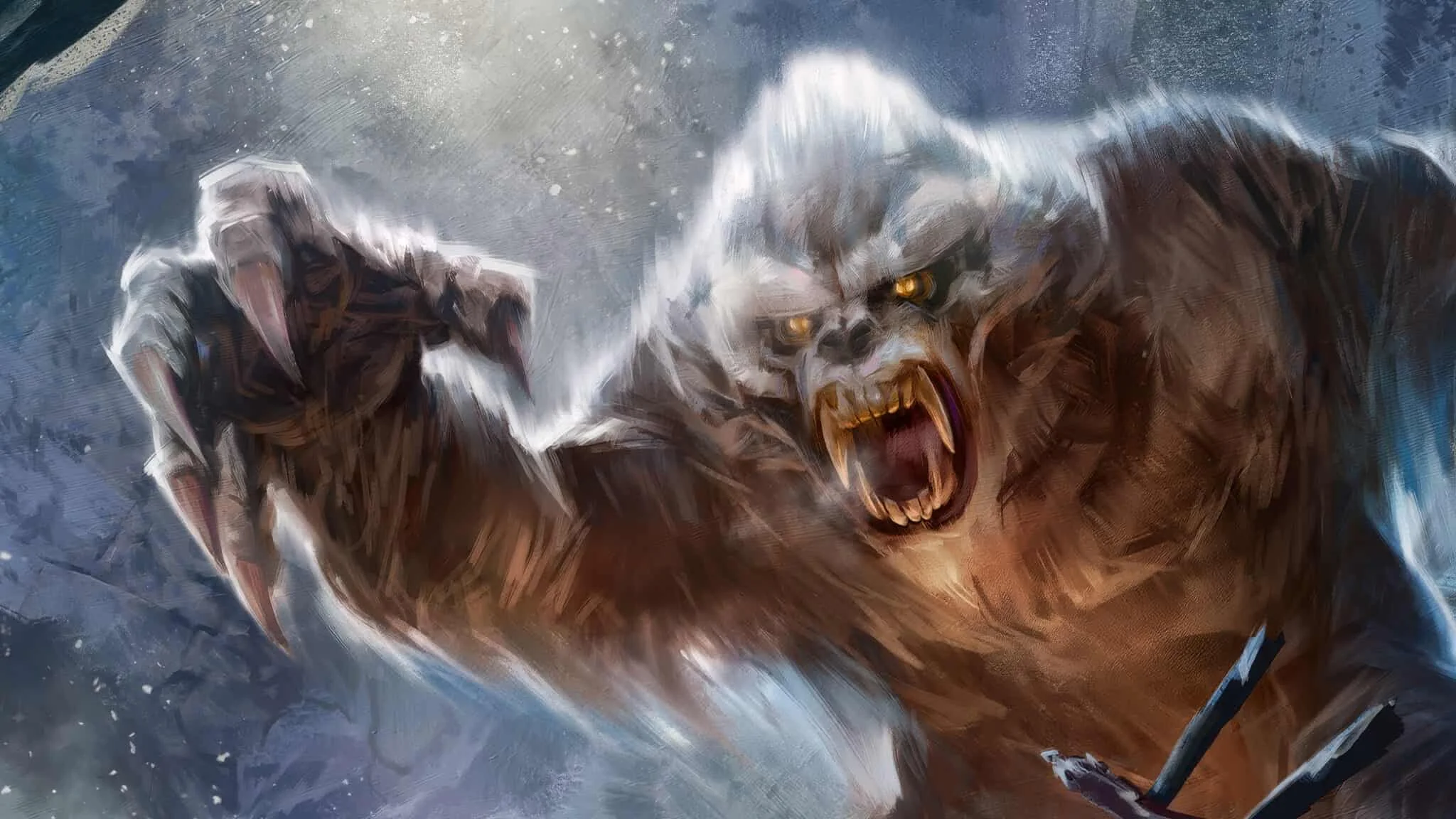 Concept art showing the Yeti scene in Expedition Everest at Disney's Animal Kingdom