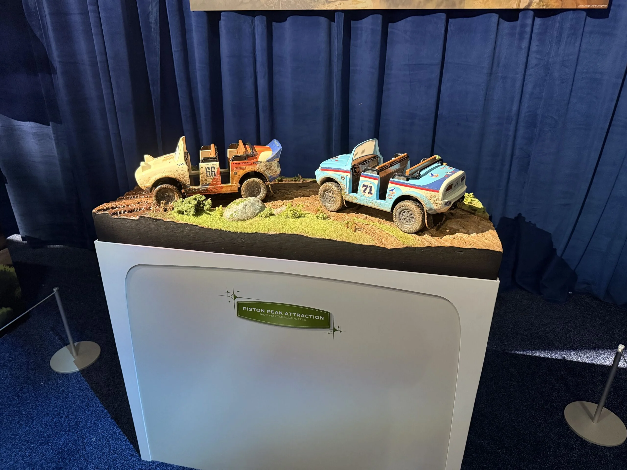 Maquettes of Piston Peak off-road rally race vehicles