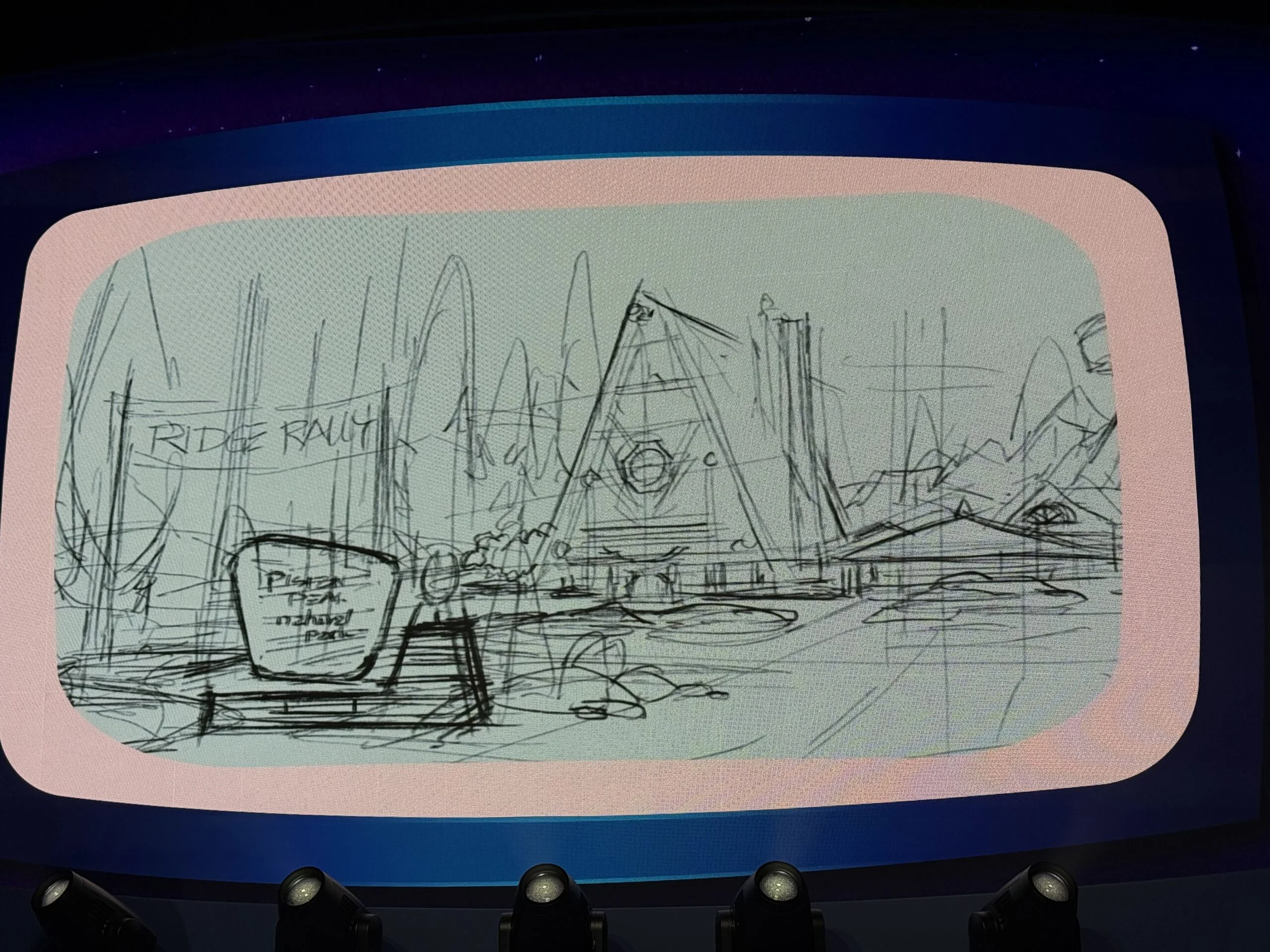 Early Piston Peak architecture sketches with rustic park structures