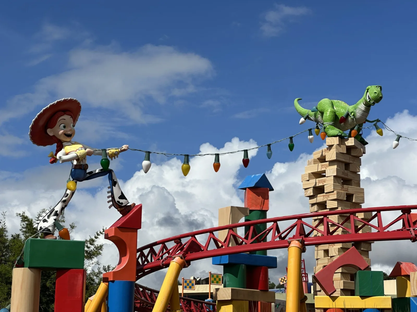 Slinky Dog Dash train stopped near the second launch at Disney Hollywood Studios